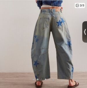 Free People Blue Star Wide Leg, Barrel Jeans